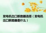 發(fā)電機出口斷路器選擇（發(fā)電機出口斷路器是什么）
