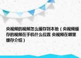 央視頻的視頻怎么緩存到本地（央視頻緩存的視頻在手機(jī)什么位置 央視頻在哪里緩存介紹）