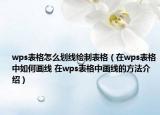 wps表格怎么劃線繪制表格（在wps表格中如何畫線 在wps表格中畫線的方法介紹）