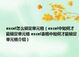 excel怎么鎖定單元格（excel中如何才能鎖定單元格 excel表格中如何才能鎖定單元格介紹）