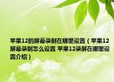 蘋果12的屏幕錄制在哪里設置（蘋果12屏幕錄制怎么設置 蘋果12錄屏在哪里設置介紹）