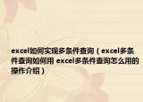 excel如何實(shí)現(xiàn)多條件查詢（excel多條件查詢?nèi)绾斡?excel多條件查詢怎么用的操作介紹）