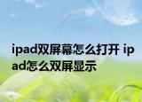 ipad雙屏幕怎么打開 ipad怎么雙屏顯示