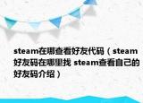 steam在哪查看好友代碼（steam好友碼在哪里找 steam查看自己的好友碼介紹）