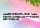 word如何讓頁碼從第三頁開始（word頁碼從第三頁開始的方法 word頁碼如何從第三頁開始介紹）