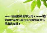 word里的格式刷怎么用（word格式刷應(yīng)該怎么用 word格式刷怎么用出來介紹）