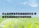 怎么關閉蘋果手機微信拍照聲音 蘋果手機微信拍照聲音如何關閉