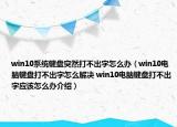 win10系統(tǒng)鍵盤突然打不出字怎么辦（win10電腦鍵盤打不出字怎么解決 win10電腦鍵盤打不出字應(yīng)該怎么辦介紹）