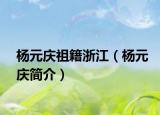 楊元慶祖籍浙江（楊元慶簡(jiǎn)介）