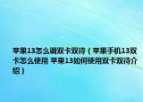 蘋果13怎么調(diào)雙卡雙待（蘋果手機(jī)13雙卡怎么使用 蘋果13如何使用雙卡雙待介紹）