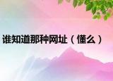 誰知道那種網(wǎng)址（懂么）