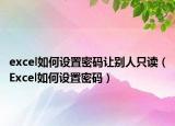 excel如何設(shè)置密碼讓別人只讀（Excel如何設(shè)置密碼）