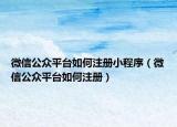 微信公眾平臺如何注冊小程序（微信公眾平臺如何注冊）