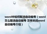 word中如何取消自動(dòng)編號(hào)（word怎么取消自動(dòng)編號(hào) 怎樣關(guān)閉word自動(dòng)編號(hào)介紹）