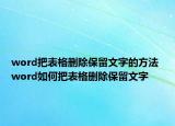 word把表格刪除保留文字的方法 word如何把表格刪除保留文字