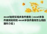 excel如何實(shí)現(xiàn)多條件查詢（excel多條件查詢?nèi)绾斡?excel多條件查詢怎么用的操作介紹）