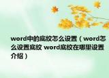 word中的底紋怎么設(shè)置（word怎么設(shè)置底紋 word底紋在哪里設(shè)置介紹）