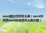 word的分頁(yè)符怎么弄（word分頁(yè)符word分頁(yè)符怎么弄介紹）