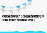 微信豆在哪里?（微信豆在哪里可以使用 微信豆在哪里用介紹）