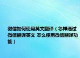 微信如何使用英文翻譯（怎樣通過微信翻譯英文 怎么使用微信翻譯功能）