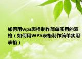 如何用wps表格制作簡單實(shí)用的表格（如何用WPS表格制作簡單實(shí)用表格）