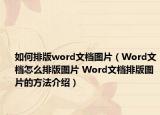 如何排版word文檔圖片（Word文檔怎么排版圖片 Word文檔排版圖片的方法介紹）