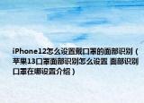 iPhone12怎么設(shè)置戴口罩的面部識別（蘋果13口罩面部識別怎么設(shè)置 面部識別口罩在哪設(shè)置介紹）