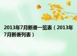 2013年7月新番一覽表（2013年7月新番列表）