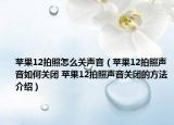 蘋果12拍照怎么關聲音（蘋果12拍照聲音如何關閉 蘋果12拍照聲音關閉的方法介紹）