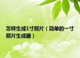 怎樣生成1寸照片（簡單的一寸照片生成器）