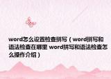 word怎么設(shè)置檢查拼寫(xiě)（word拼寫(xiě)和語(yǔ)法檢查在哪里 word拼寫(xiě)和語(yǔ)法檢查怎么操作介紹）