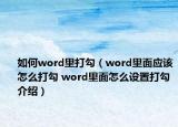 如何word里打勾（word里面應(yīng)該怎么打勾 word里面怎么設(shè)置打勾介紹）