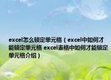 excel怎么鎖定單元格（excel中如何才能鎖定單元格 excel表格中如何才能鎖定單元格介紹）