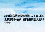 soul怎么快速搜索到別人（soul怎么搜索別人的id 如何搜索別人的id介紹）