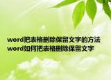 word把表格刪除保留文字的方法 word如何把表格刪除保留文字