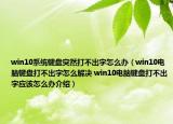 win10系統(tǒng)鍵盤突然打不出字怎么辦（win10電腦鍵盤打不出字怎么解決 win10電腦鍵盤打不出字應(yīng)該怎么辦介紹）