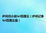 廬州月小說txt百度云（廬州記事txt百度云盤）