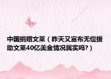 中國(guó)捐贈(zèng)文萊（昨天又宣布無(wú)償援助文萊40億美金情況屬實(shí)嗎?）