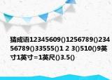 猜成語(yǔ)12345609()1256789()23456789()33555()1 2 3()510()9英寸1英寸=1英尺()3.5()