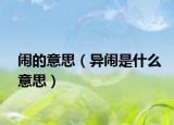 鬧的意思（異鬧是什么意思）