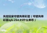 失控玩家守望先鋒彩蛋（守望先鋒彩蛋syk-214.85什么意思）