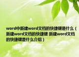 word中新建word文檔的快捷鍵是什么（新建word文檔的快捷鍵 新建word文檔的快捷鍵是什么介紹）