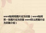 word如何將圖片設為封面（word如何把一張圖片設為封面 word怎么把圖片設為封面介紹）