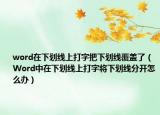 word在下劃線上打字把下劃線覆蓋了（Word中在下劃線上打字將下劃線分開(kāi)怎么辦）