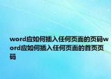 word應(yīng)如何插入任何頁面的頁碼word應(yīng)如何插入任何頁面的首頁頁碼