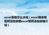 excel表格怎么添加（excel做表格如何添加表格excel如何添加表格介紹）