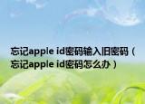 忘記apple id密碼輸入舊密碼（忘記apple id密碼怎么辦）