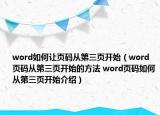 word如何讓頁碼從第三頁開始（word頁碼從第三頁開始的方法 word頁碼如何從第三頁開始介紹）