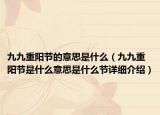 九九重陽節(jié)的意思是什么（九九重陽節(jié)是什么意思是什么節(jié)詳細(xì)介紹）