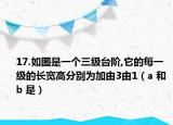 17.如圖是一個三級臺階,它的每一級的長寬高分別為加由3由1（a 和 b 是）